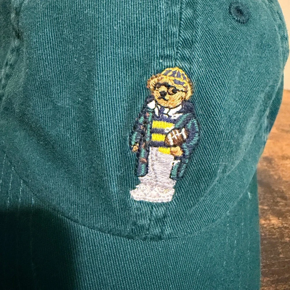 Polo Ralph Lauren Toddler Polo Bear Football Hat Green Cotton Cap 2T-4T